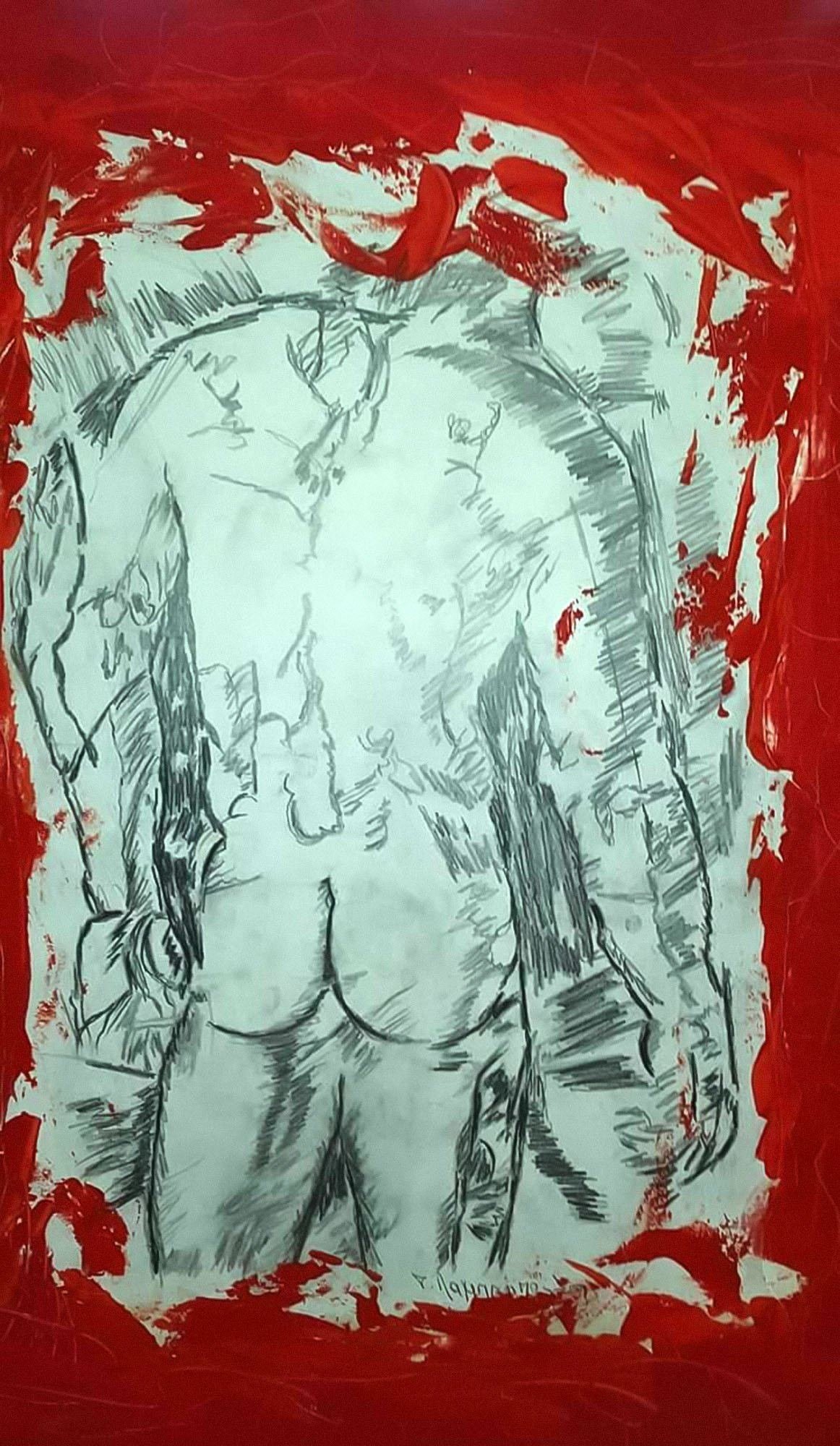 Figure with red field